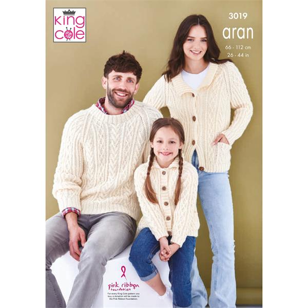 King Cole Pattern 3019 Sweaters & Cardigan in Fashion Aran