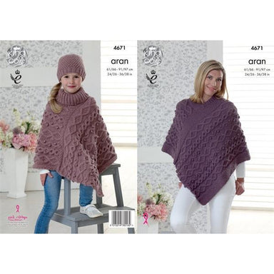 King Cole 4671 Ponchos & Hat Knitted in Fashion Aran