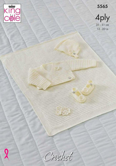 King Cole Pattern 5565 Crochet Ballet Cardigan and Bonnet in Comfort 4 ply