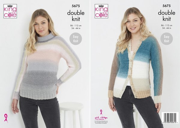 King Cole Pattern 5675 Sweater & Cardigan in Curiosity DK
