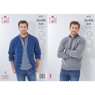 King Cole Pattern 5711 Cardigan & Sweater in Big Value Tweed DK