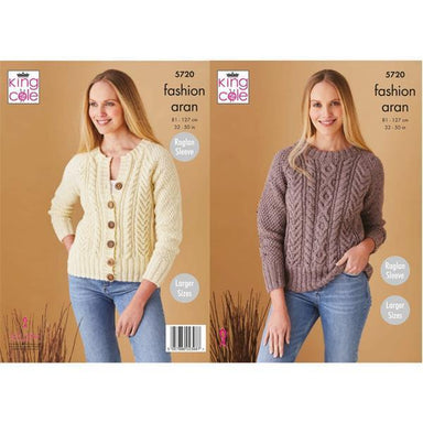 King Cole 5720 Sweater and Cardigan in Fashion Aran