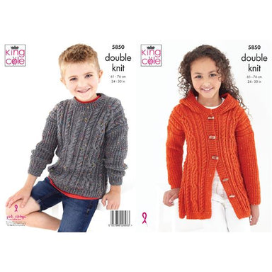 King Cole Pattern 5850 Cardigan & Sweater in Big Value Tweed DK