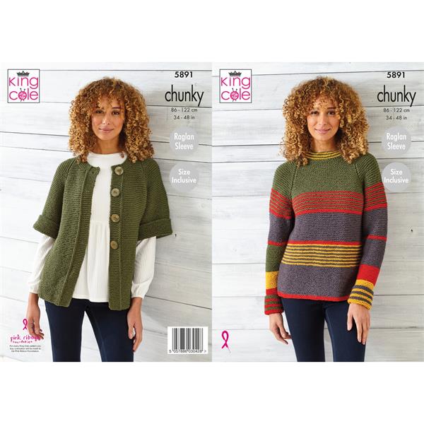 King Cole Pattern 5891 Sweater and Cardigan in Wildwood Chunky