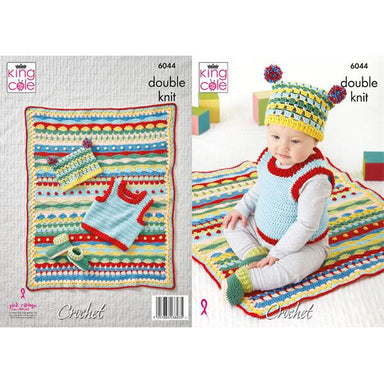 King Cole Pattern 6044 Modern Baby Set Crocheted in Cherished DK