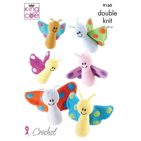 King Cole Pattern 9160 Amigurumi Crocheted Butterflies in DK