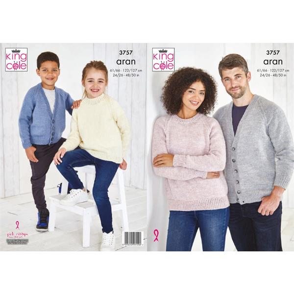King Cole Pattern 3757 Cardigans And Sweaters in Fashion Aran