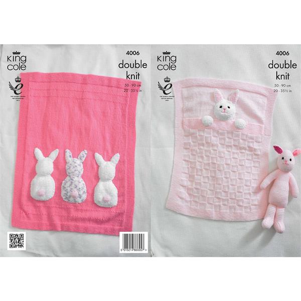 King Cole Pattern 4006 Bunny Rabbit Baby Blankets and Toy in DK