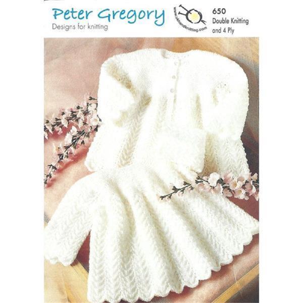 Peter Gregory Pattern 650 Baby Dress & Matinee coat in DK and 4 Ply