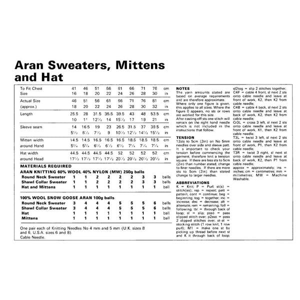 Peter Gregory Pattern 904 Aran Sweaters, Mittens & Hat