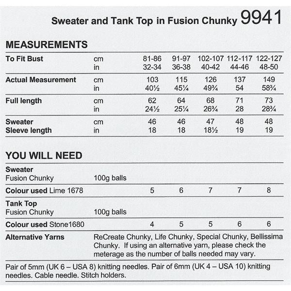 Stylecraft Pattern 9941 Ladies Tank & Sweater in Chunky