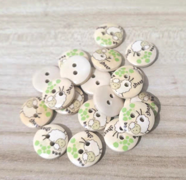 Wooden Printed Sheep Buttons