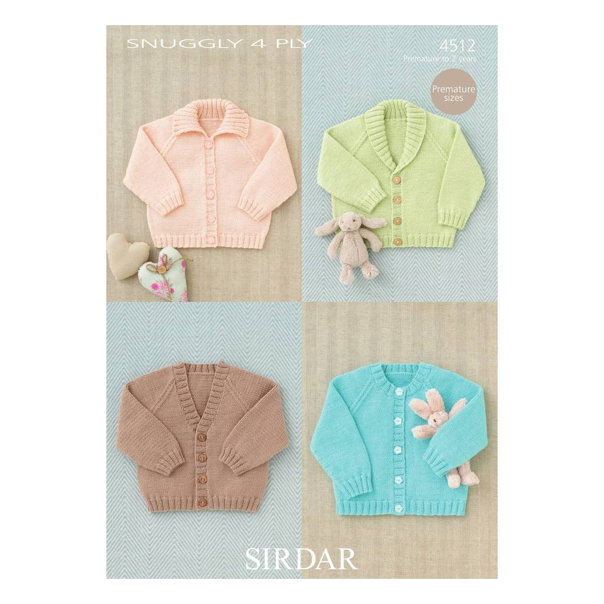 Sirdar Pattern 4512 Baby Cardigans in Snuggly 4Ply