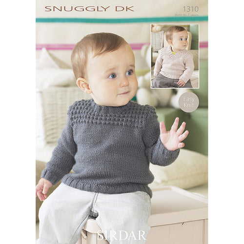 Sirdar Pattern 1310 Round Neck & V-Neck Sweaters in Snuggly DK