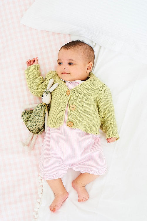 Stylecraft Pattern 9829 Babies Cardigan in Naturals Bamboo and Cotton