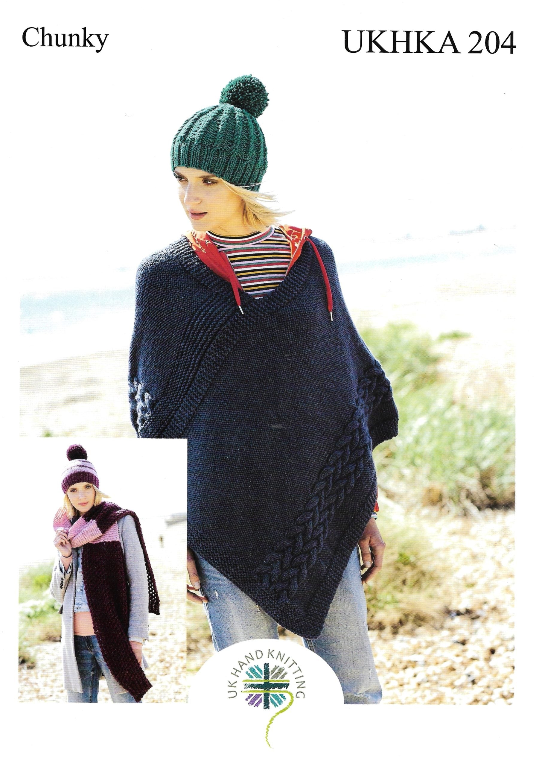 UKHKA Pattern 204 Hat, Scarf and Poncho in Chunky