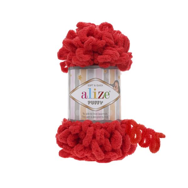 Alize Puffy - Finger Knitting Yarn - Red 56
