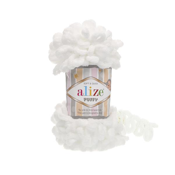 Alize Puffy - Finger Knitting Yarn - White 55