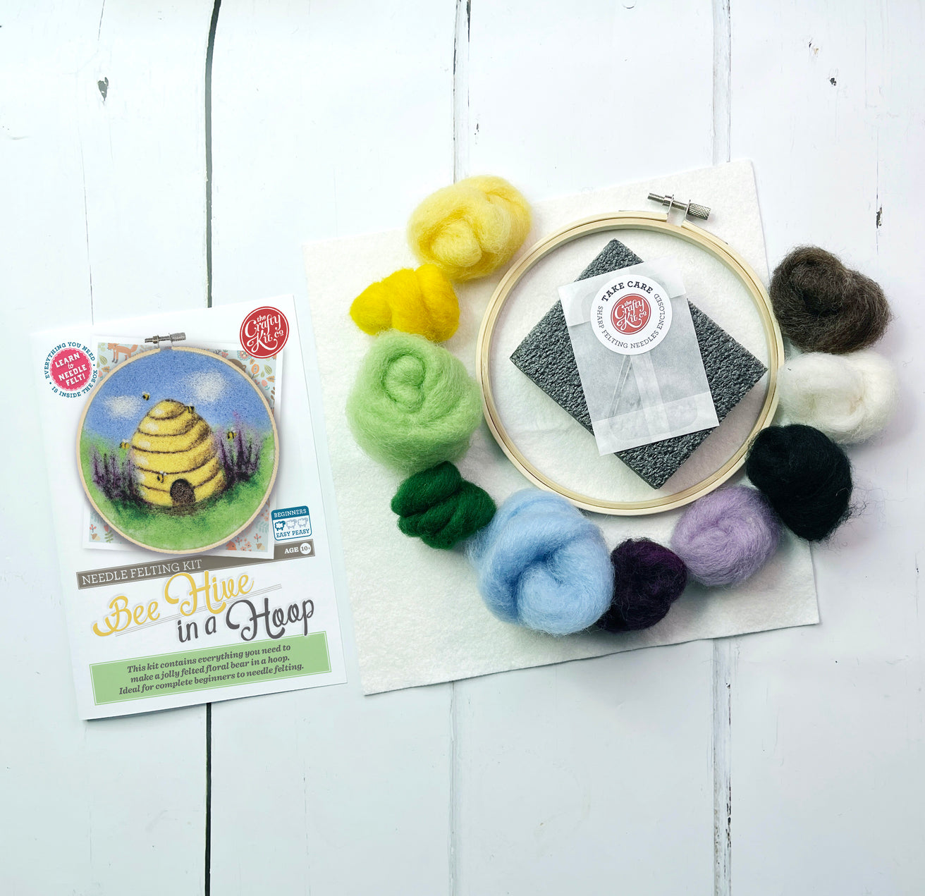 Beehive in a Hoop Needle Felting Kit - The Crafty Kit Company