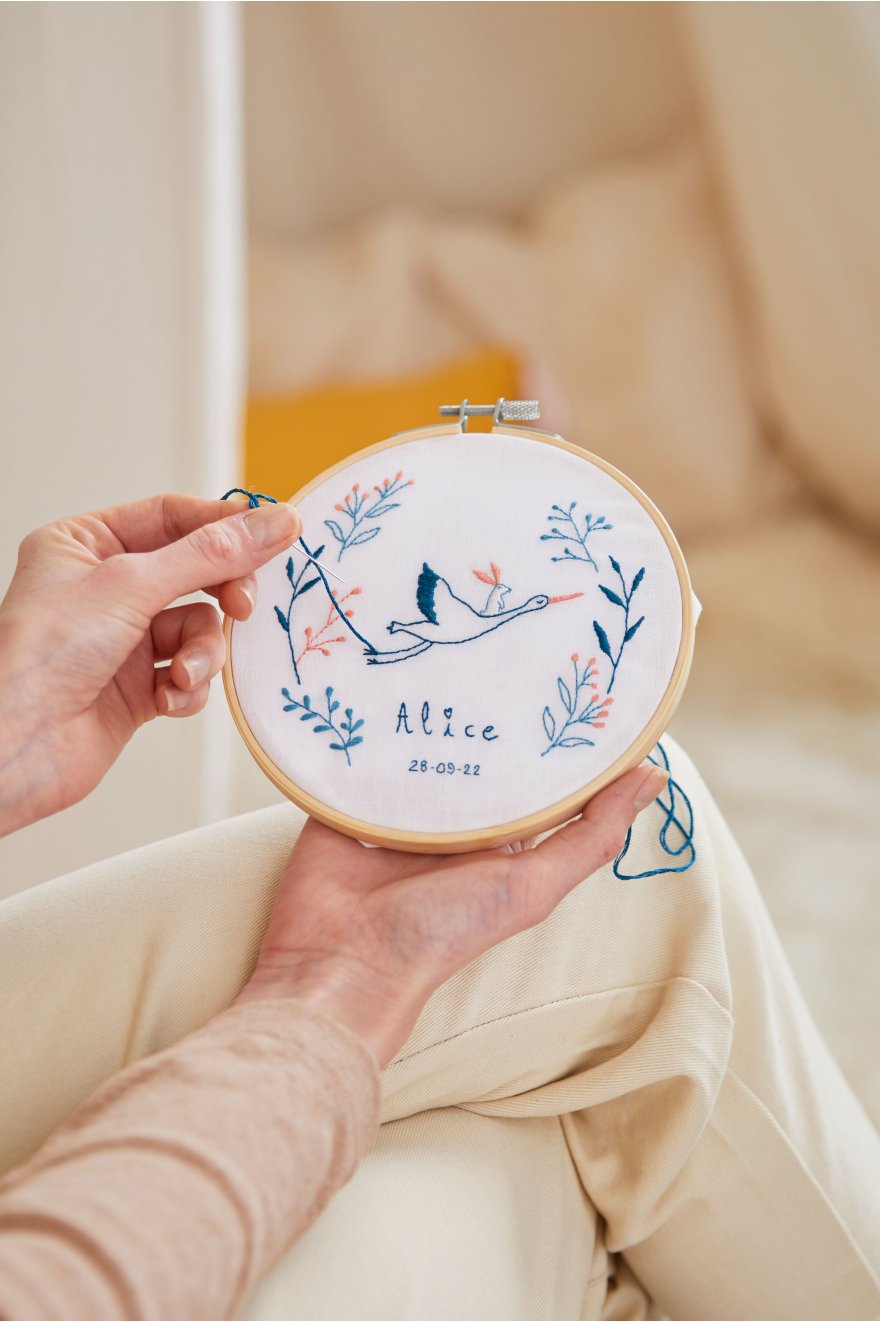 DMC "Gift of Stitch" Stork Baby Keepsake Embroidery Kit