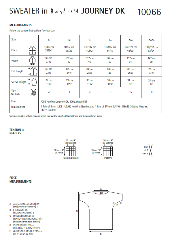 Hayfield 10066 Sweater in Journey DK