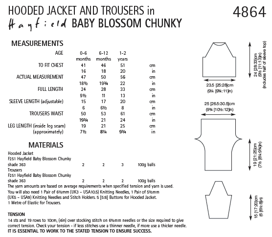 Hayfield 4864 Hooded Jacket and Trousers in Baby Blossom Chunky