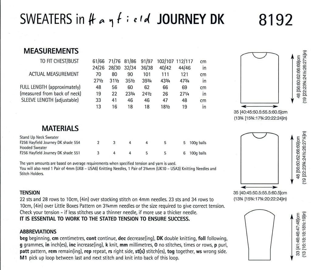 Hayfield 8192 Sweaters in Journey DK