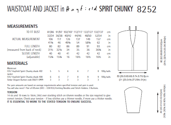 Hayfield Pattern 8252 Waistcoat and Jacket in Hayfield Spirit Chunky
