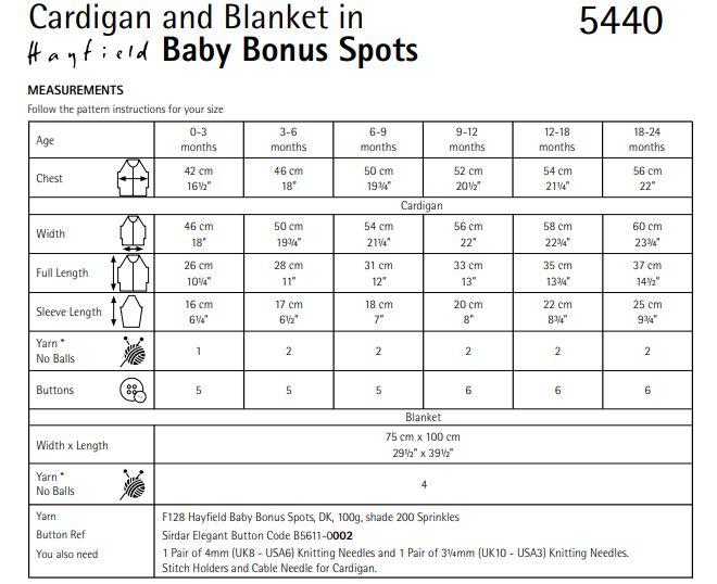 hayfield 5440 Spotty Cardigan & Blanket in Hayfield Baby Bonus Spots DK