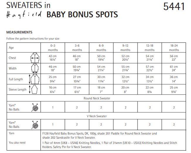 Hayfield Pattern 5441 Jumpers in Hayfield Baby Bonus Spots DK