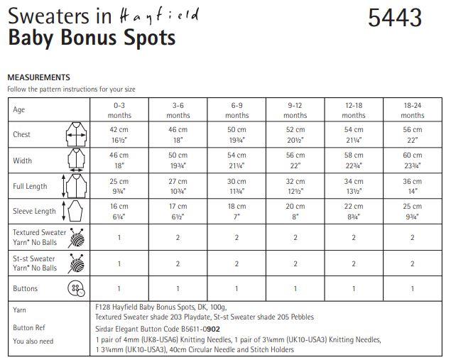 Hayfield Pattern 5443 Jumpers in Hayfield Baby Bonus Spots DK