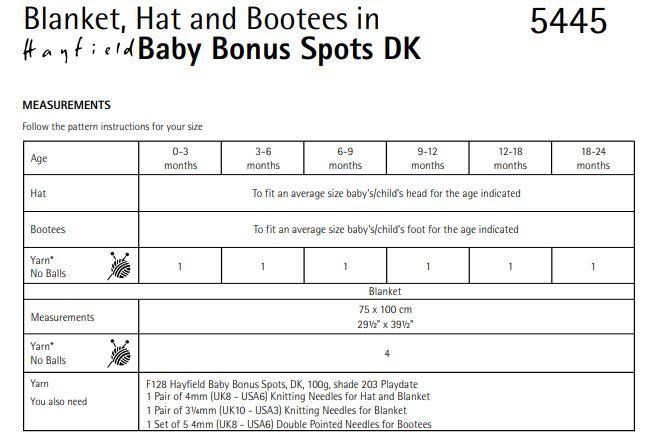 Hayfield Pattern 5445 Blanket, Hat & Booties in Hayfield Baby Bonus Spots DK
