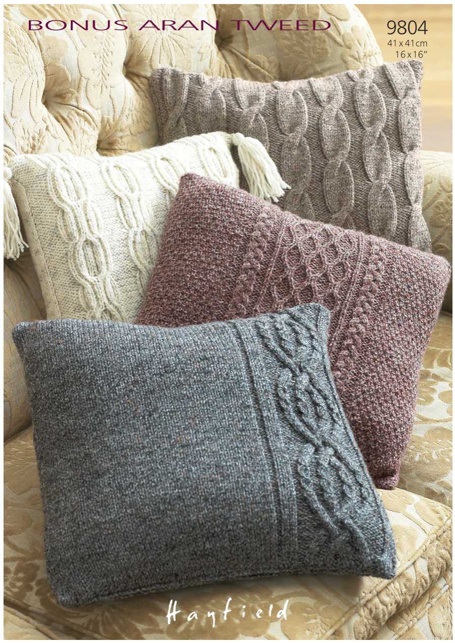 Sirdar Pattern 9804 Cushions in Hayfield Bonus Aran 