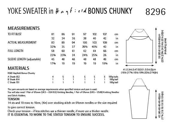 Hayfield Pattern 8296 Ladies Yoke Sweater in Chunky