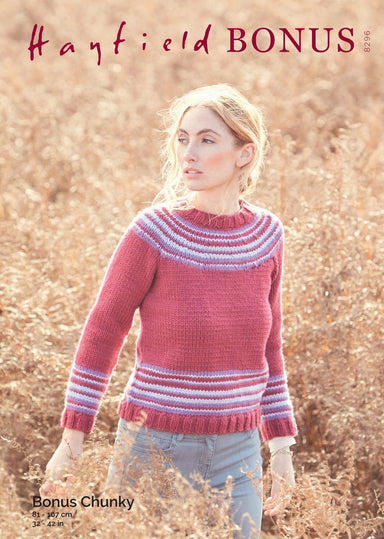 Hayfield Pattern 8296 Ladies Yoke Sweater in Chunky