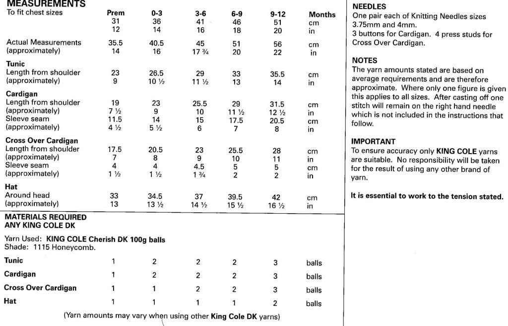 King Cole Pattern 4010 Baby Set in Cherish DK