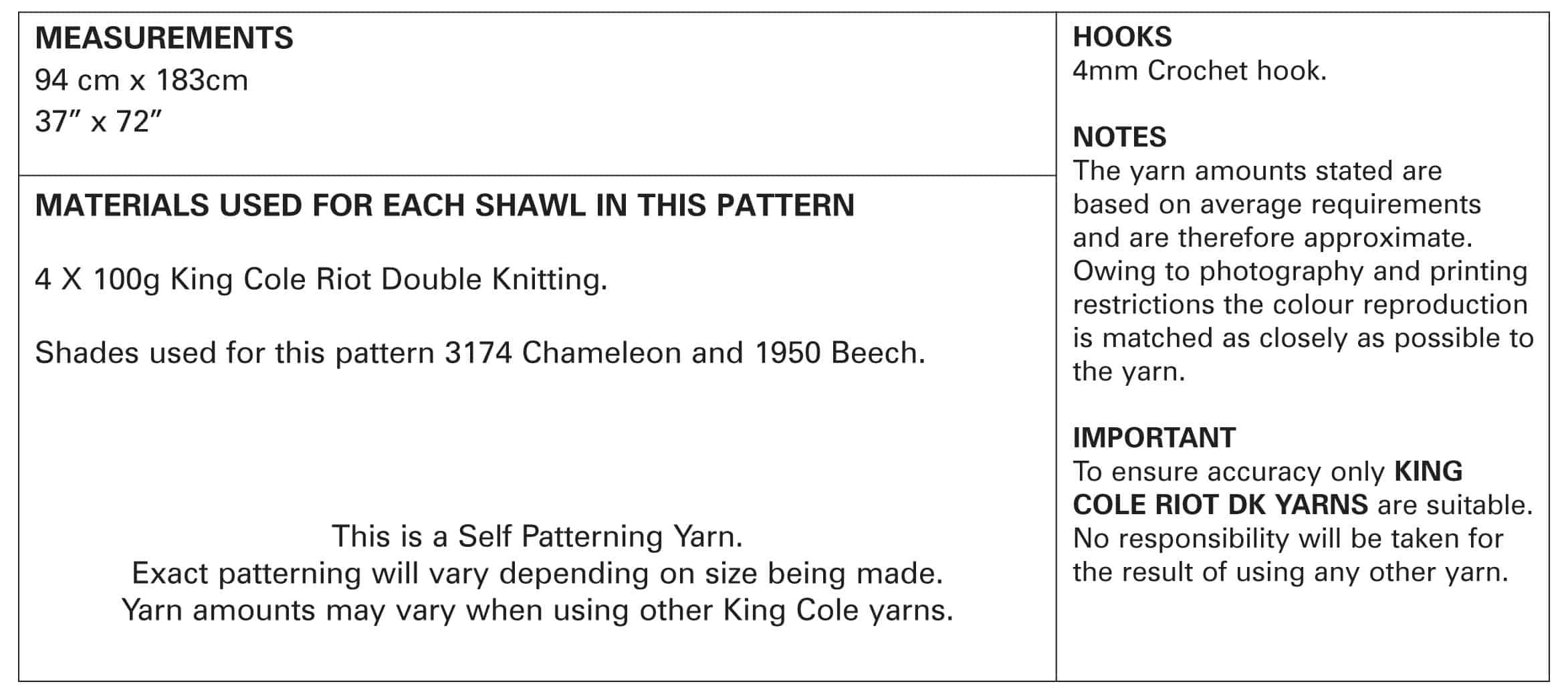 King Cole Pattern 5335 Crochet Virus Shawl in Riot DK