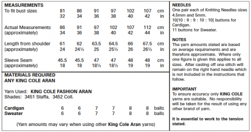 King Cole Pattern 5590 Cardigan and Sweater in Fashion Aran