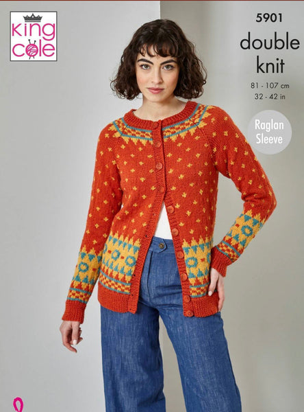 King Cole Pattern 5901 Ladies Cardigan & Sweater in DK