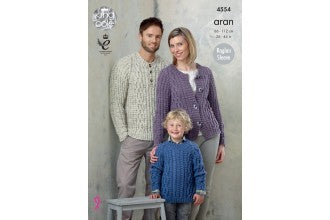 King Cole Pattern 4554 Family Cardigan and Sweaters in Fashion Aran