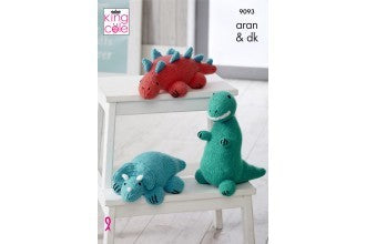 King Cole Pattern 9093 Knitted Dinosaurs in Comfort Aran