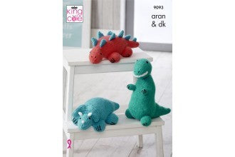 King Cole Pattern 9093 Knitted Dinosaurs in Comfort Aran