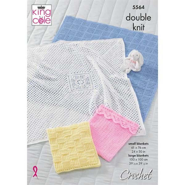 King Cole Pattern 5564 Crochet Blankets in Comfort Baby DK
