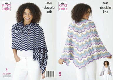 King Cole Pattern 5843 Wrap and shawl in Cottonsmooth DK