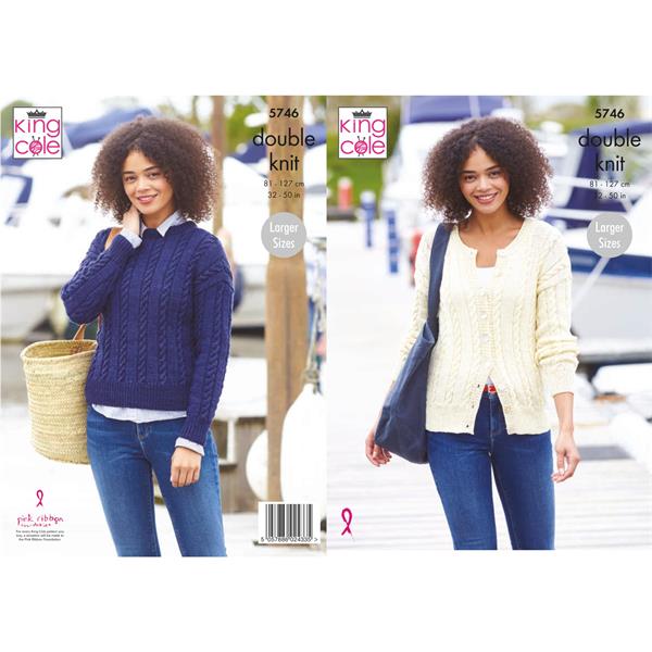 King Cole Pattern 5746  Sweater & Cardigan in Cottonsmooth DK