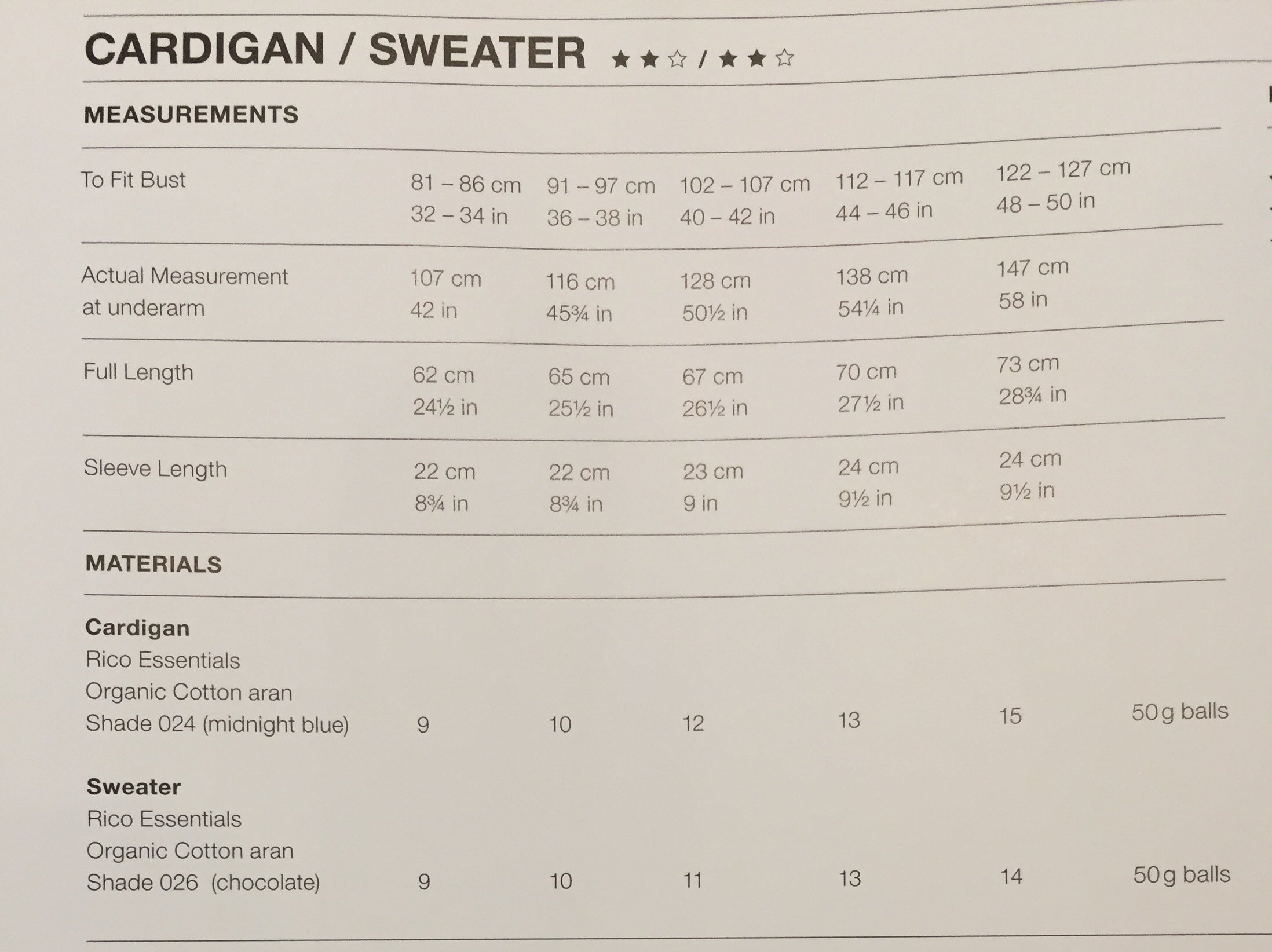 Rico Pattern 1182 Cardigan and Sweater in Organic Cotton Aran