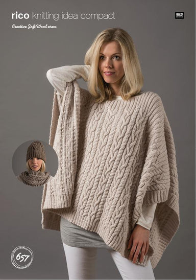 Rico Pattern 657 Poncho, Hat & Snood in Creative Soft Wool Aran