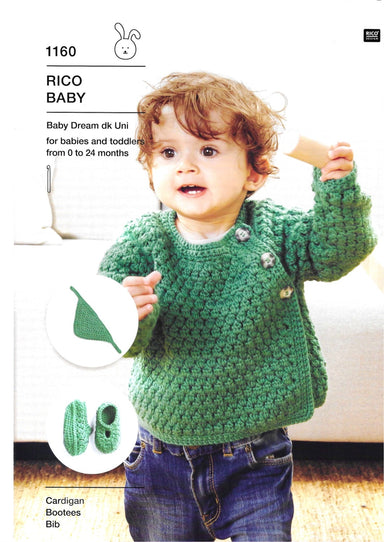 Rico Pattern 1160 Cardigan, Booties & Bib in DK