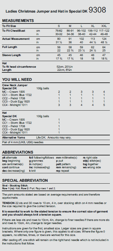 Stylecraft 9308 Ladies Christmas Jumper and Hat in Special DK