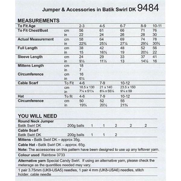 Stylecraft 9484 Jumper and Accessories in Batik Swirl DK